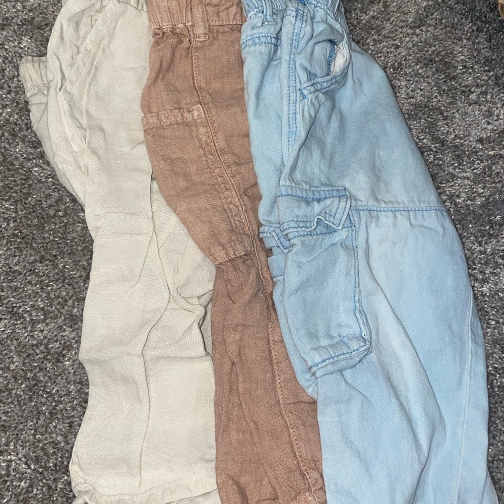 Zara Kids Casual Pants Set - Cream, Brown, and Blue